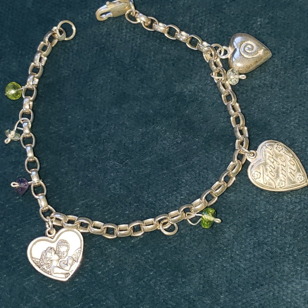 Sterling silver heart charm bracelet